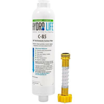 Camco Hydro Life 52700 Inline Water Filter (with Flexible Hose Protector, Hydroponics C-85)