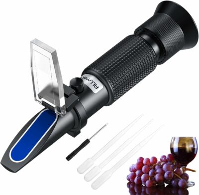 Grape Wine Refractometer Brix Alcohol Refractometer for Grape Wine Brewing Measure Sugar Content & Predict Alcohol Degree Dual Scale of 0-40% Brix & 0-25% vol Alcohol for Brewing Winemaking
