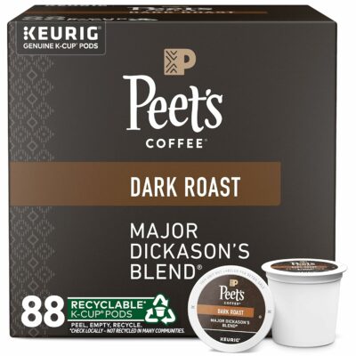 Peet's Coffee, Dark Roast K-Cup Pods for Keurig Brewers - Major Dickason's Blend 88 Count (4 Boxes of 22) 