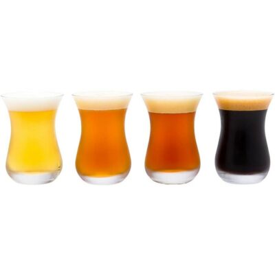 Restaurantware 5 Ounce Beer Tasting Glasses Set Of 6 Wide Rim Beer Flight Glasses - Fine-Blown Tempered Rim Heavy Base Dishwasher-Safe Clear Glass Mini Beer Glasses For Beers Ales or Samples
