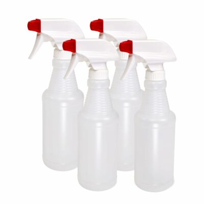 Pinnacle Mercantile Plastic Spray Bottles USA Made 4 Pack 16 Oz Heavy Duty No Leak Empty Refillable Spray Bottle Mist Stream for Cleaning Solutions, Plant, Hair, Bleach, Vinegar, Alcohol Safe 