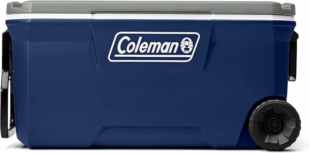 Coleman 316 Series Insulated Portable Cooler with Heavy Duty Wheels, Leak-Proof Wheeled Cooler with 100+ Can Capacity, Keeps Ice for up to 5 Days, Great for Beach, Camping, Tailgating, Sports, & More