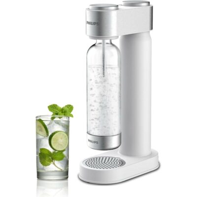 Philips Stainless Sparkling Water Maker Soda Maker Machine for Home Carbonating with BPA free PET 1L Carbonating Bottle, Compatible with Any Screw-in 60L CO2 Exchange Carbonator(NOT Included), White 