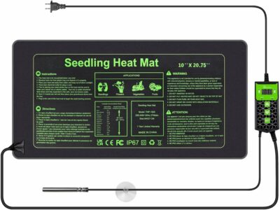 Seed Warming Mat, Waterproof Durable Germination Station Heat Mat, ELT & Met-Certified, 10"x 20.75" Heating Mat for Plants Indoor Seed Starting Greenhouse and Germination, Black 1 Pack 