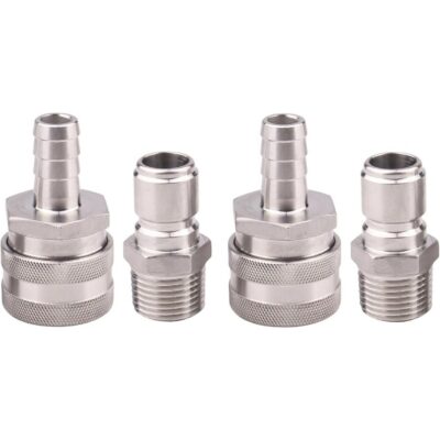 DERNORD Stainless Steel Quick Disconnect Set - Beer Brewing Connector Kit (Barb Female/MPT Male(Pack of 2))
