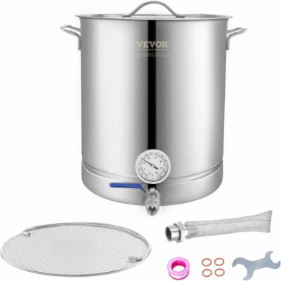 VEVOR Brew Kettle 16 Gal, Brewing Pot Stainless Steel, Brew Kettle Pot for Beer Brewing with Filter&Filter Tray, Tri Ply Bottom for Beer
