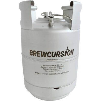 2.5 gallon (9.5L) stainless steel ball lock keg - metal handles