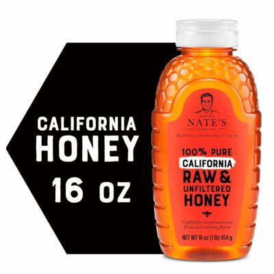 Nate's California 100% Pure, Raw & Unfiltered Honey - 16 oz. Squeeze Bottle - All-natural Sweetener 