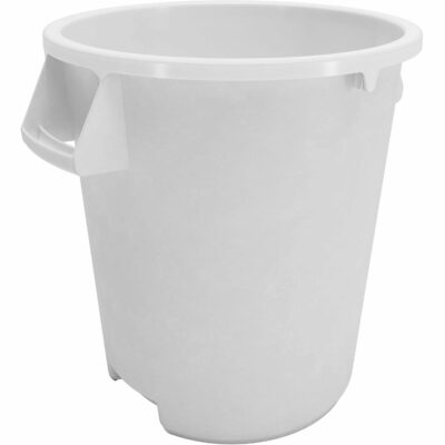 SPARTA Bronco Waste Container Trash Container, Round Trash Bin for Disposal, 10 Gallons, White 