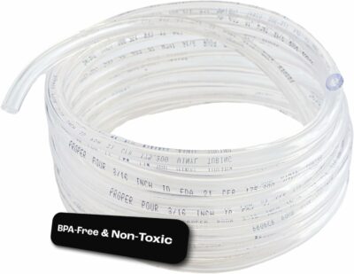 Clear Vinyl Plastic Tubing - Food-Grade & Flexible PVC Tube for Beer Line, Kegerator Accessories, Wine, Aquarium & Water Hose, Fuel Line, Drip Irrigation & More, 1/4" ID 3/8" OD, 50 Ft.
