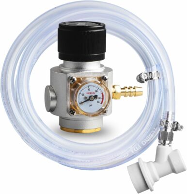 Mini Gas Regulator Tr21.4 Soda Charger Include Transparent Gas Line Assembly, Ball Lock Gas Disconnect Corny Keg Dispenser Soda Cylinders Soda Canister For Homebrewing