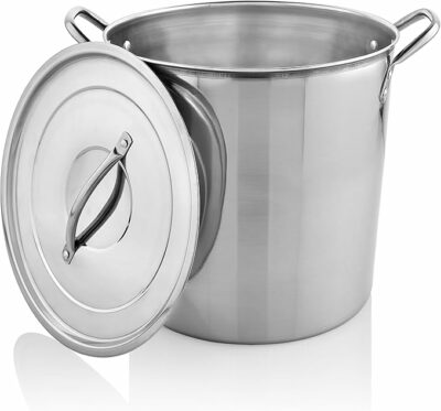 MARBELLA 8 Quart Stainless Steel Stockpot with Lid Food Grade Heavy Duty Multipurpose Stock Pot for Stew, Simmering, Soup Pot, Gas and Dishwasher Safe Rust Free Cookware Silver 