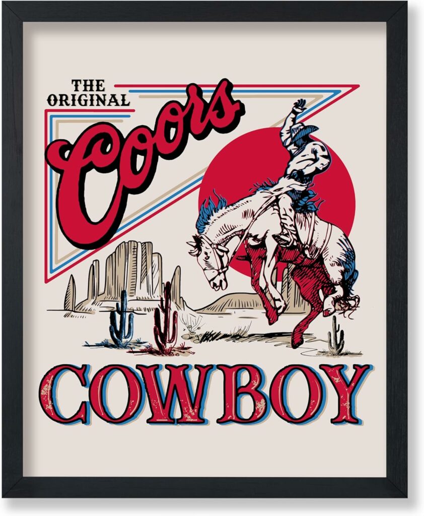 Poster Master Vintage Advertising Poster - Retro Western Print - Cowboy, Funky Wild West, Rodeo, Beer, Trendy, Aesthetic - 8x10 UNFRAMED Wall Art - Gift for Friend - Wall Decor for Kitchen, Bar, Pub 