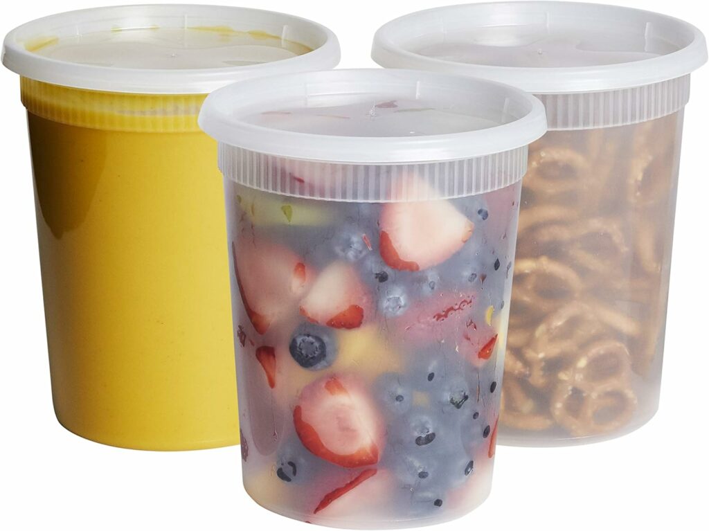 Comfy Package [32 oz. - 24 Count Plastic Deli Containers with Lids - Disposable Food Storage Containers With Airtight Lids, Ideal for Soups, Stews, and Meal Prep
