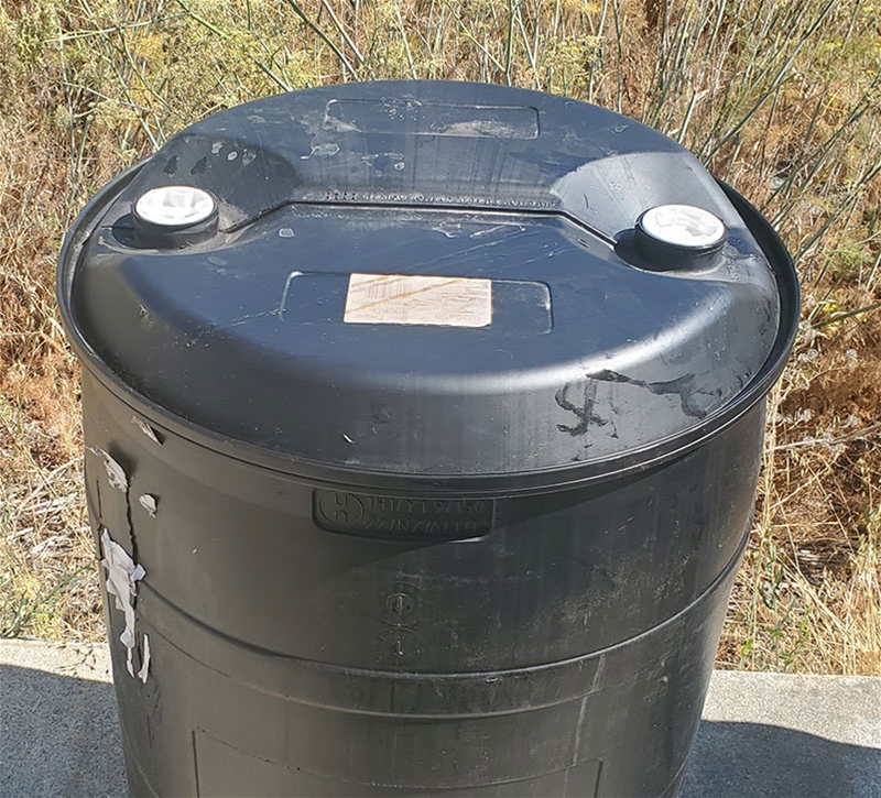 56 Gallon Black Plastic Drum (local pickup only)
