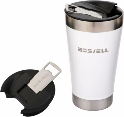 Stainless Steel Beer Mug, Double Wall Vacuum Insulated Tumbler, Cup Lid with Bottle Opener, Keeps Drinks Cold or Hot, For Beer, Coffee, Tea and Other Drinks 